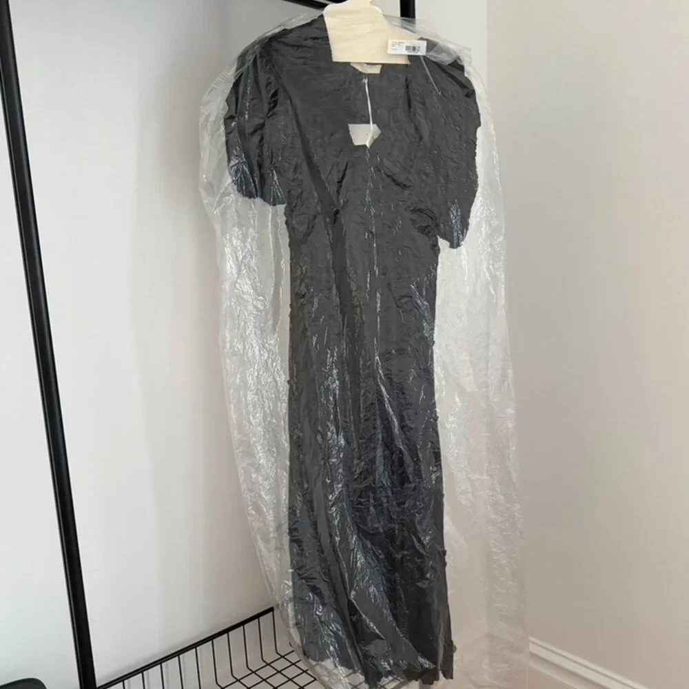 Ulla Johnson, Olivia Midi Dress in Black Satin, Size 0 - Picture 16 of 16
